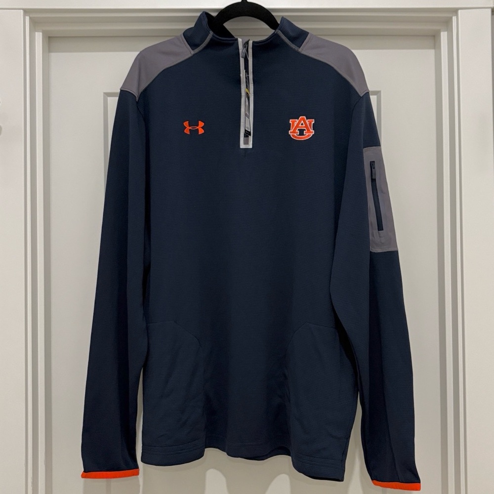 NWT [Under Armour] Auburn Tigers NCAA 1/4 Zip Pullover Sweatshirt Navy Men’s XXL - Picture 3 of 12